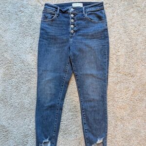 Y2K Abercrombie Super Skinny Ankle Jeans Button Fly Distressed Denim Size 28